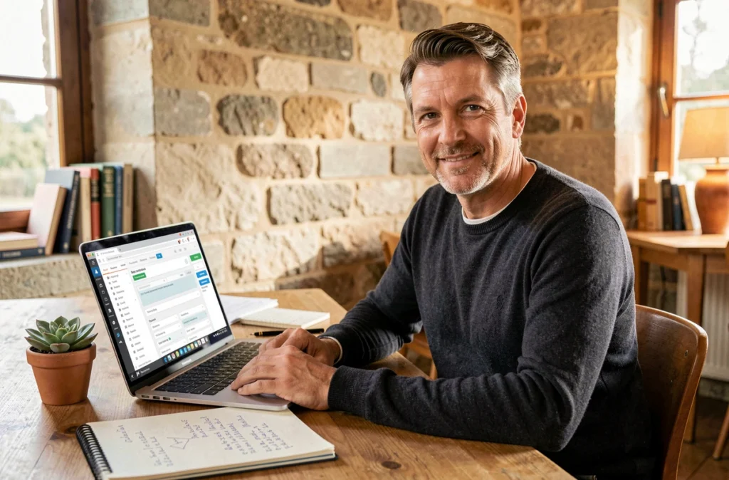 Gabriel Montaut, consultant SEO et WordPress indépendant, travaillant sur un projet de référencement en Nouvelle-Aquitaine
